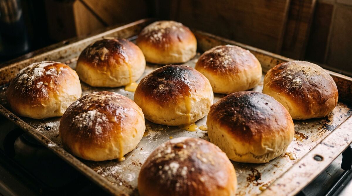 Plech domácích brioche housek z pece