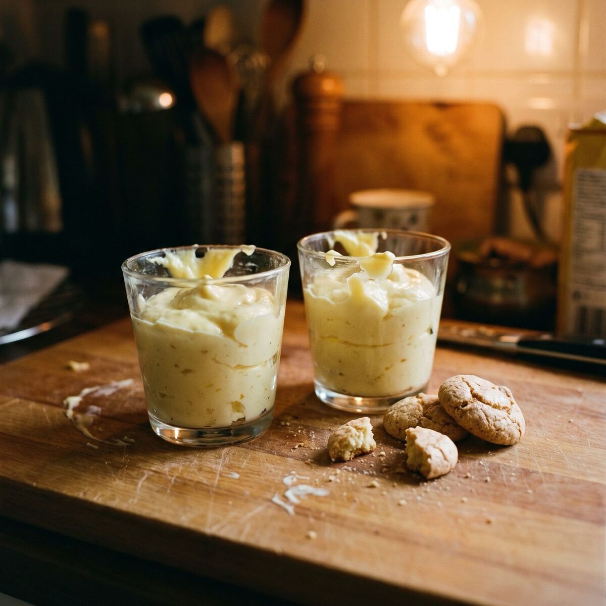 Citronový krém z mascarpone ve skleničkách a amaretti